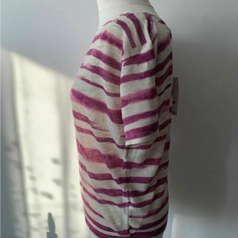Monsoon Linen Blend Knit Top Pink And Beige Size Small - Picture 6 of 9